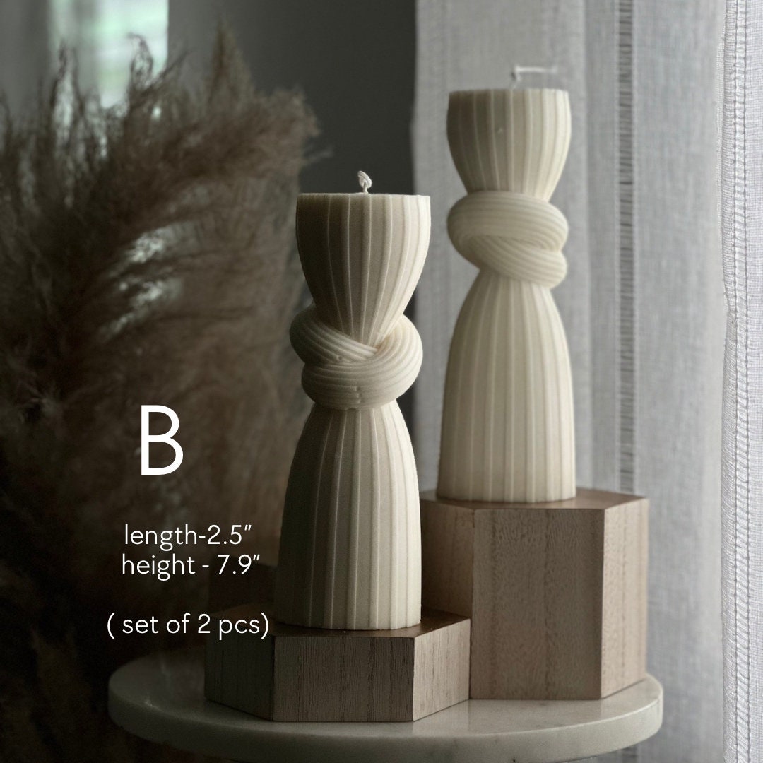 Pillar tall candle(1pc), Soy wax candle, Custom Colors, Handmade gift, Modern Candle, Knot table candle, Wedding Favors, Engagement favors