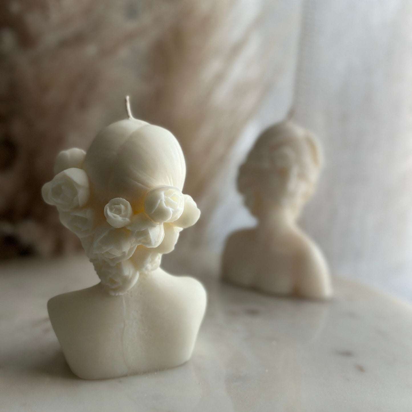 Girl with flowers candle, Soy wax candle, Birthday Gift, Women bust candle, Sculpture candle, Unique candle, Hand-poured, Anniversary gift