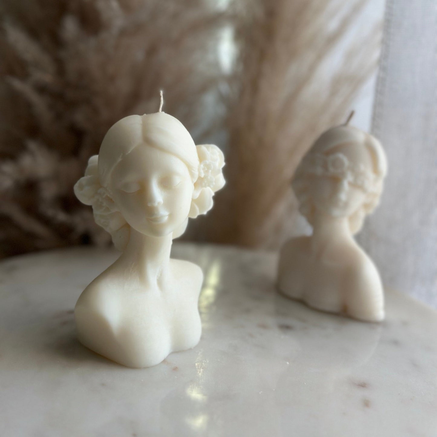 Girl with flowers candle, Soy wax candle, Birthday Gift, Women bust candle, Sculpture candle, Unique candle, Hand-poured, Anniversary gift