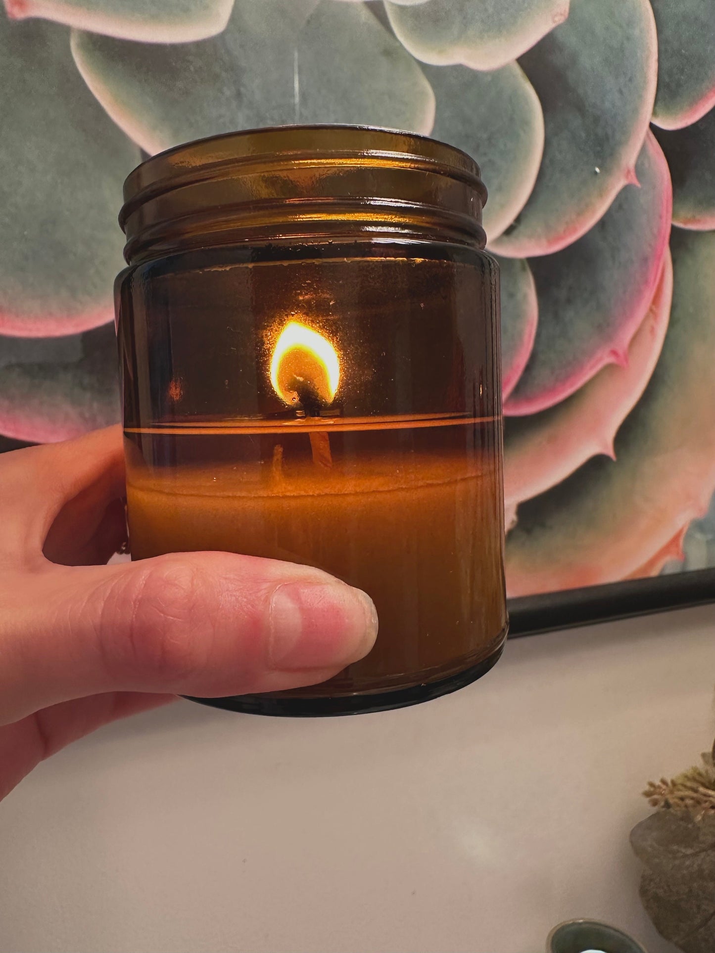 Amber glass container (9oz) candle, Spa candle, Christmas gift, Aromatherapy candle, Handmade Gift, Christmas decor, soy wax candle
