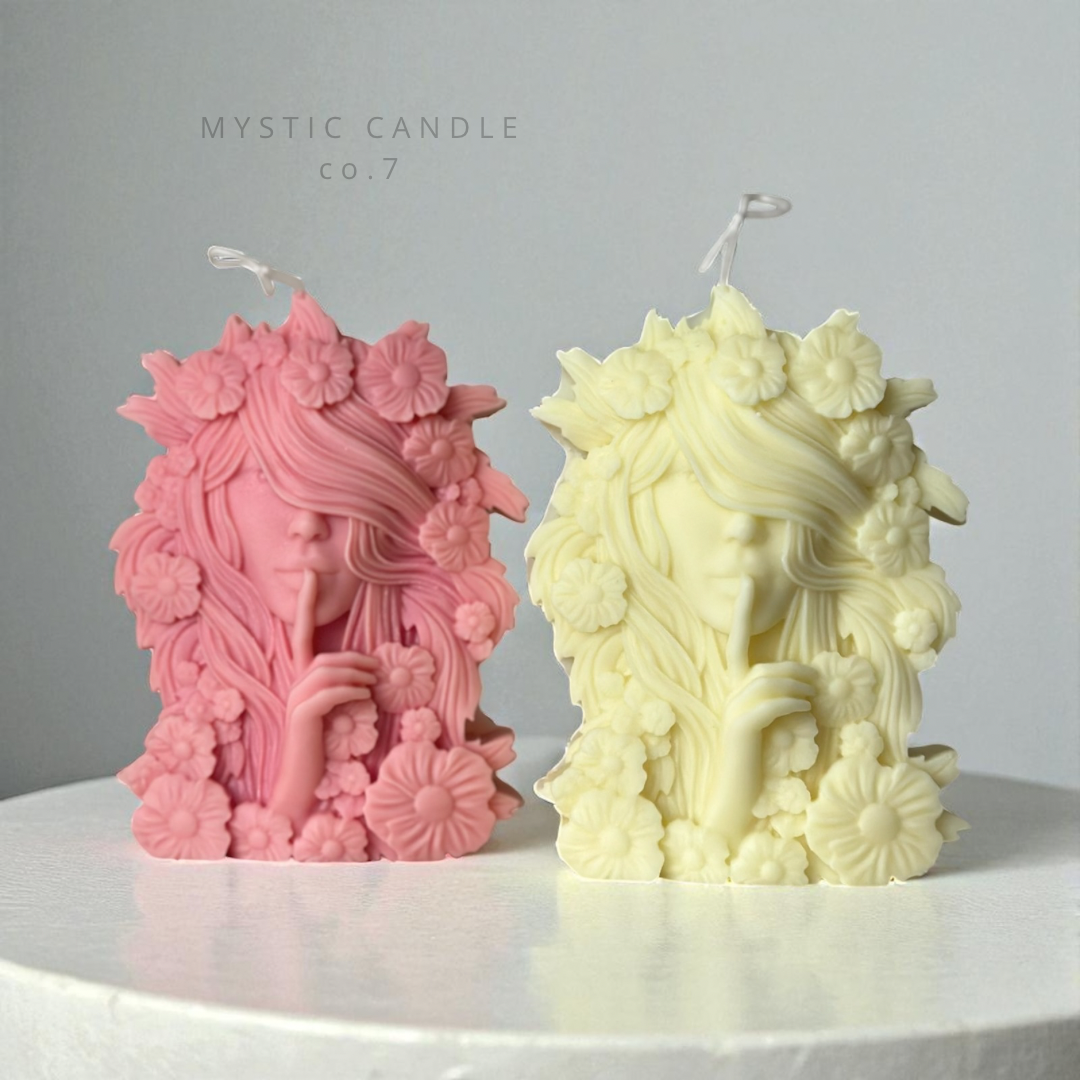 Sculpture candle, Woman with Flowers, Flower candle, House Warming Gift, Flower Goddess Candle, Soy Wax Candle, Handmade Gift, Custom Color