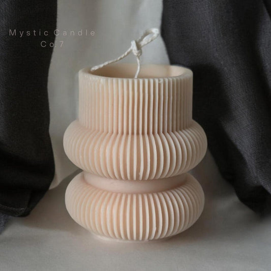 Ribbed Pillar Candle (1pc), short candle, Birthday Gift, Wedding Favors, Soy Wax candle, Pillars, Handmade candle, Home decor, Custom Scent