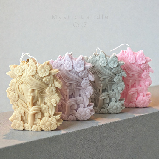 Sculpture candle, Woman with Flowers, Flower candle, House Warming Gift, Flower Goddess Candle, Soy Wax Candle, Handmade Gift