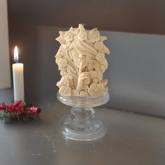 Sculpture candle, Woman with Flowers, Flower candle, House Warming Gift, Flower Goddess Candle, Soy Wax Candle, Handmade Gift