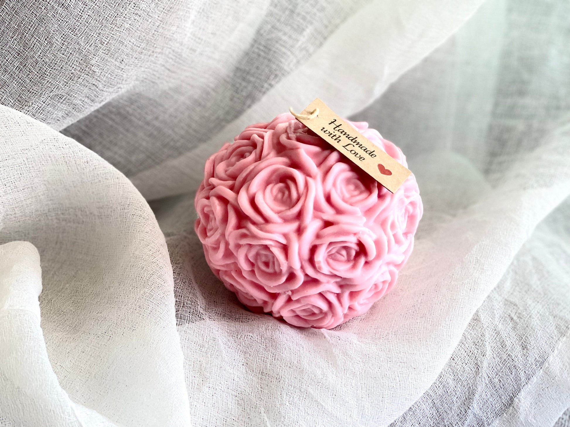 Rose Ball candle Large, Soy Wax Candle, flowers Candle, Aesthetic Decor, Wedding Decor, Birthday Gift, Mother's day gift, Handmade gift