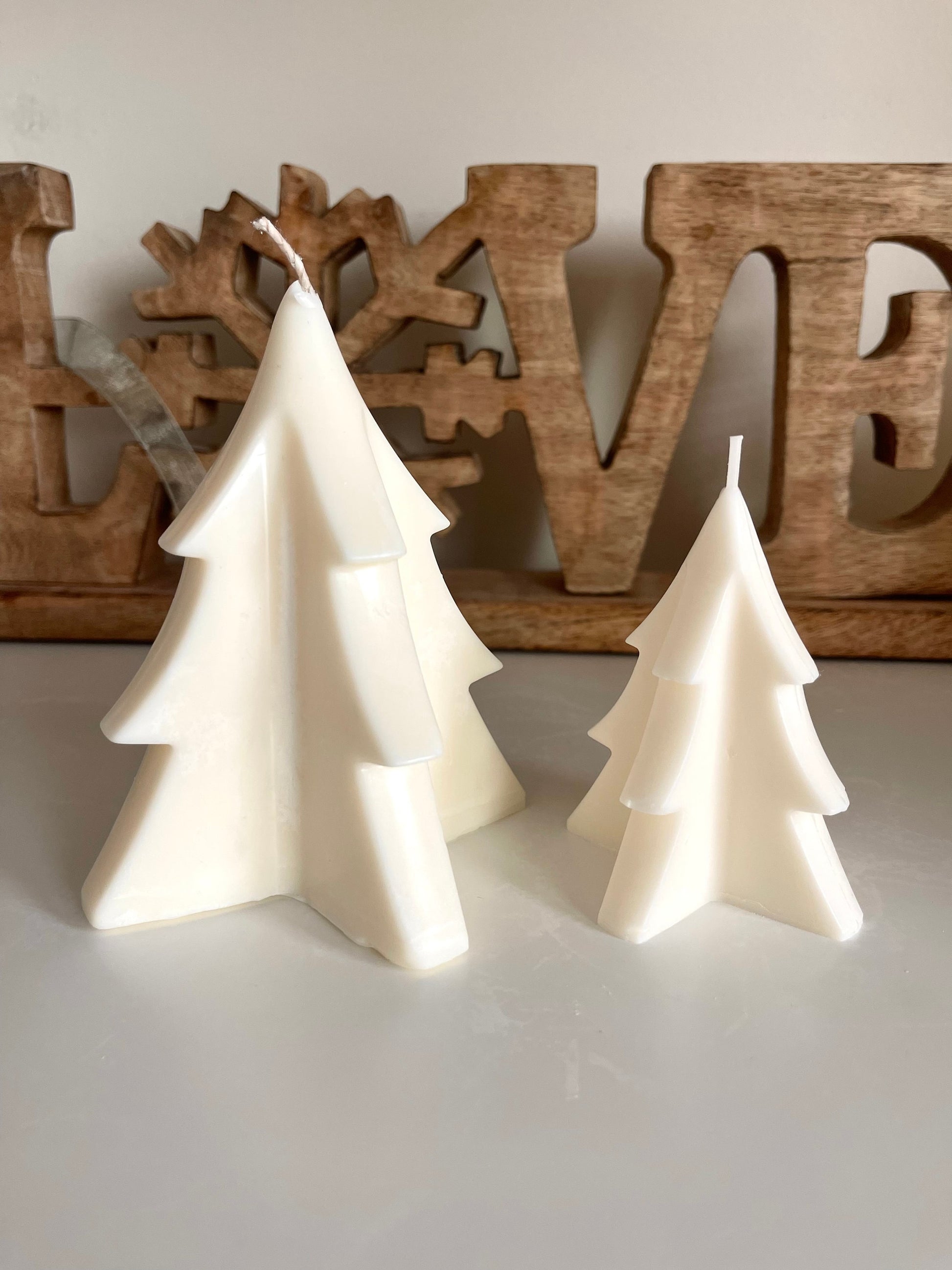 Christmas tree candle, Large & Small, Set of 2, Christmas Decor, Christmas Gift, Soy Wax Candles, Luxury candles, Gift Favors, Handmade Gift