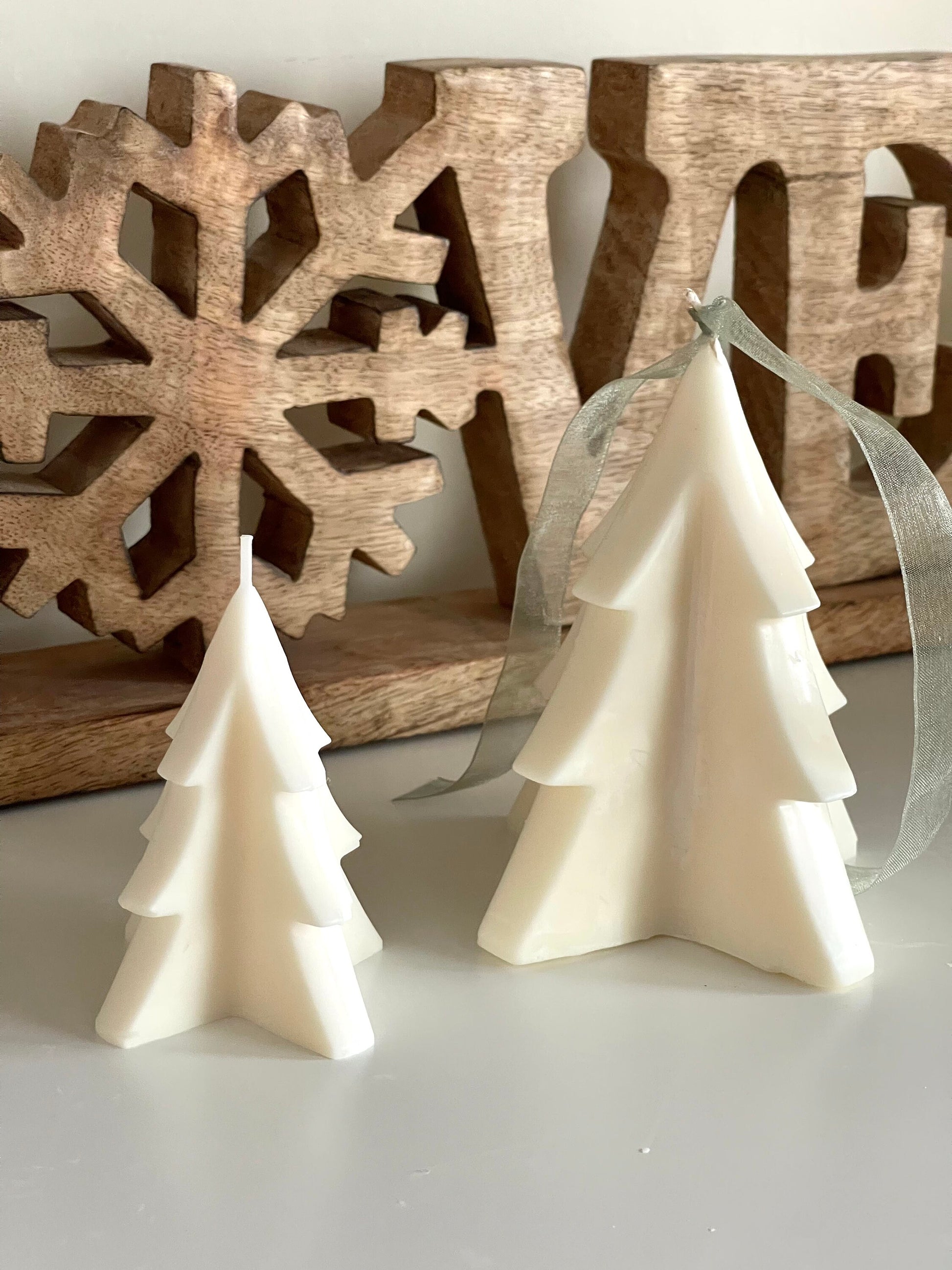 Christmas tree candle, Large & Small, Set of 2, Christmas Decor, Christmas Gift, Soy Wax Candles, Luxury candles, Gift Favors, Handmade Gift