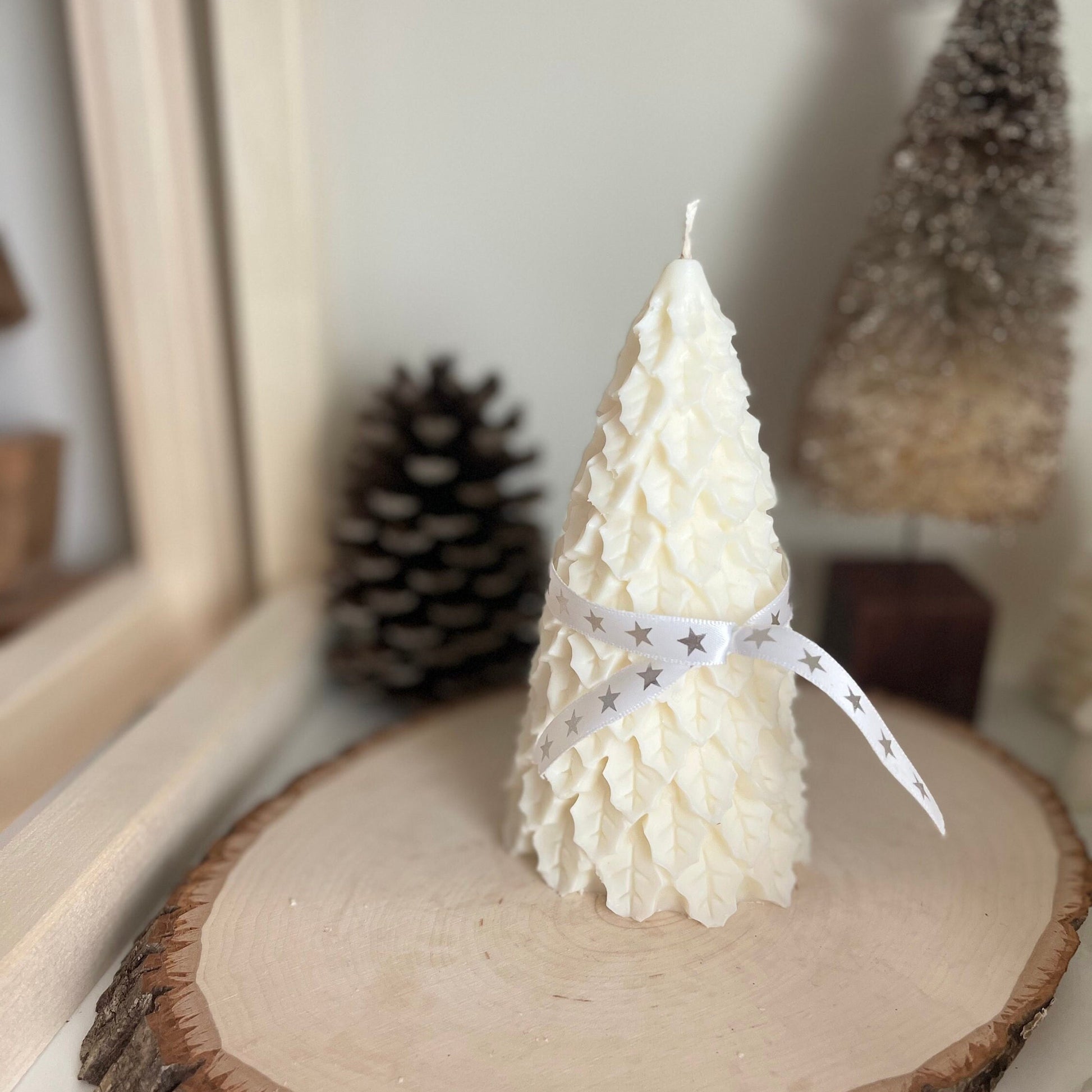 Tall Christmas tree candle (1pc), soy wax candle, Christmas gift, Christmas decor, Fir tree, Tree with petals, custom color, Gift Favors