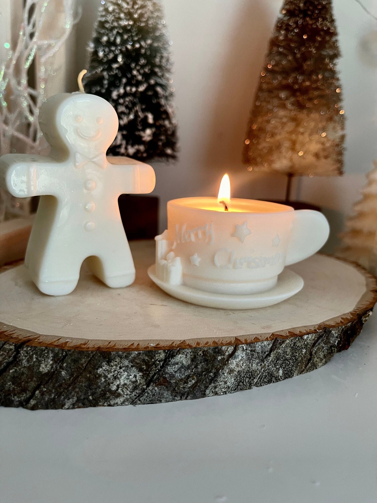 Gingerbread Candle, Merry Christmas mug candle, Set of 2, Christmas Gift, Christmas Decor, Birthday Gift, Handmade candles, Gift favors