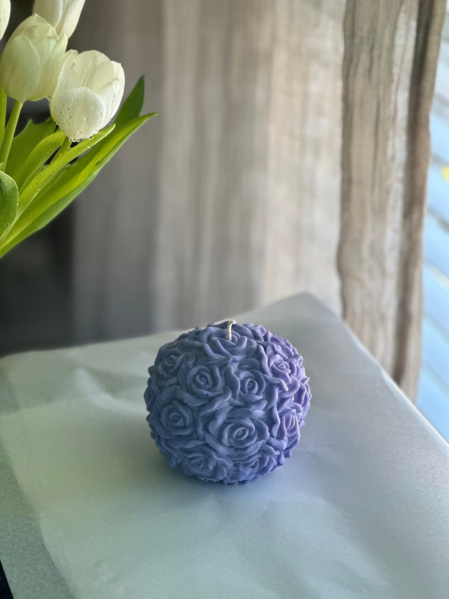 Rose Ball candle Large, Soy Wax Candle, flowers Candle, Aesthetic Decor, Wedding Decor, Birthday Gift, Mother's day gift, Handmade gift