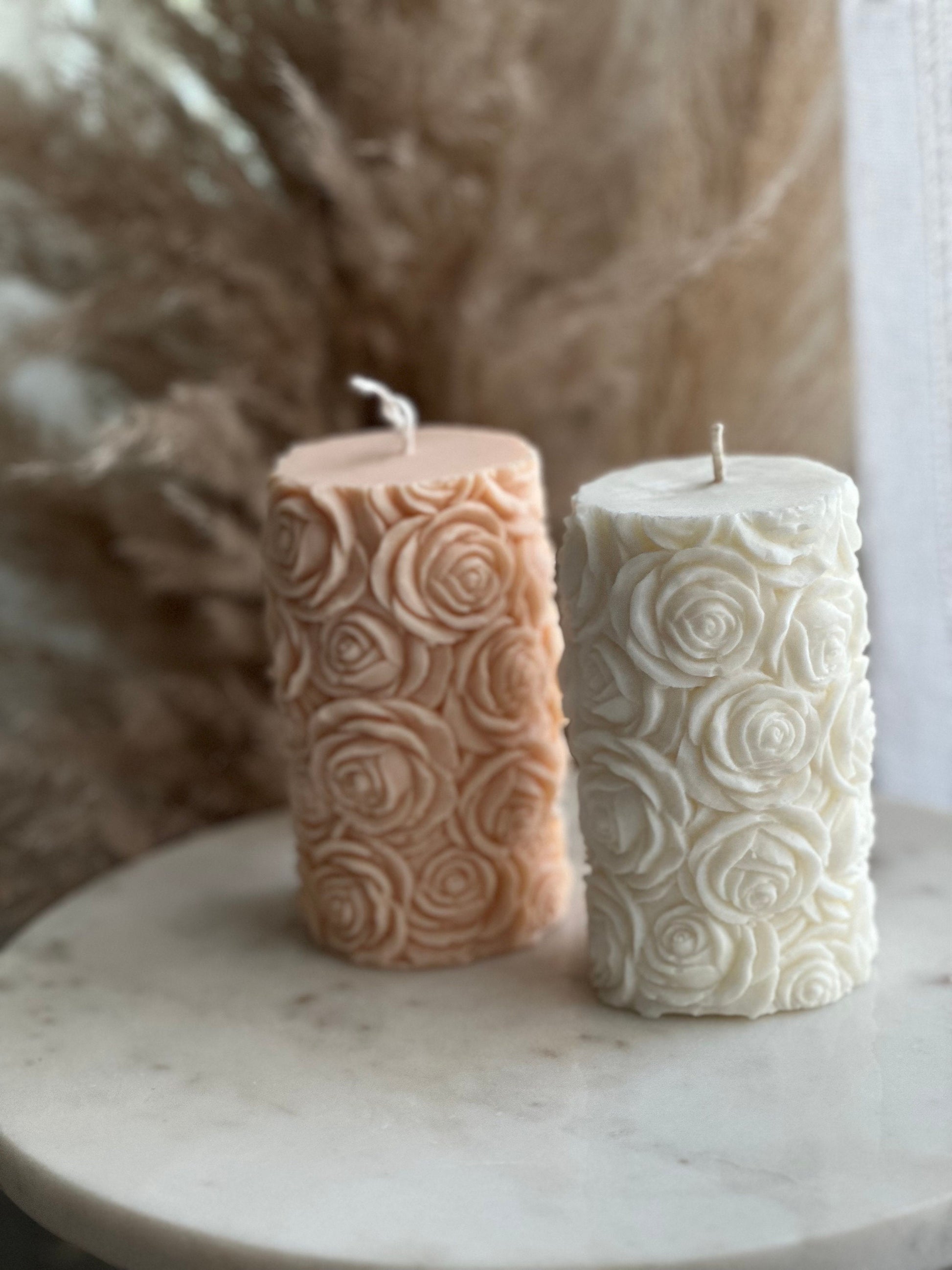 Flower candle(1pc), Soy wax, Pillar Tall candle, Wedding Favors, Birthday gift, Handmade Gift, Rose candle, Handmade candle, Gift Favors