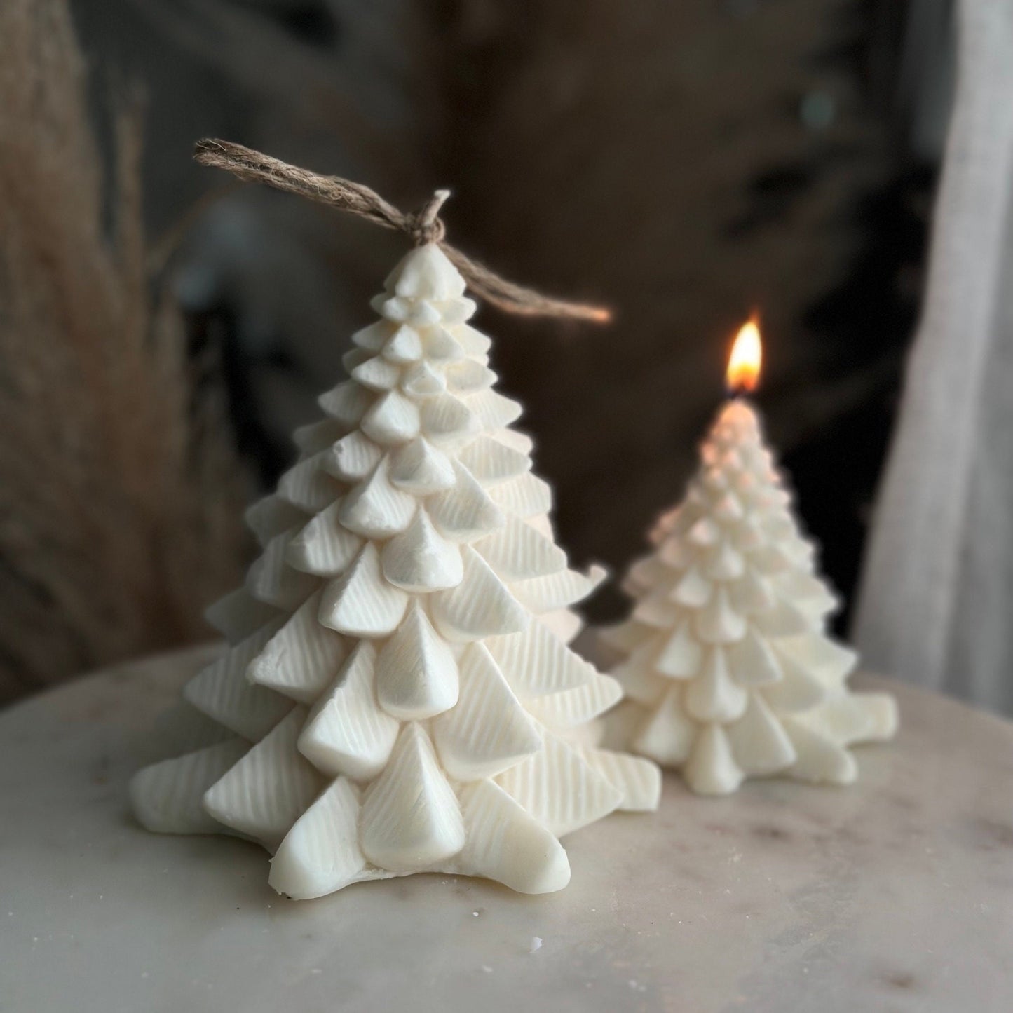 Large and small Christmas tree candles, set of 2, soy wax candles, Custom color, Christmas decor, Pine tree candle, fir tree, Gift favors