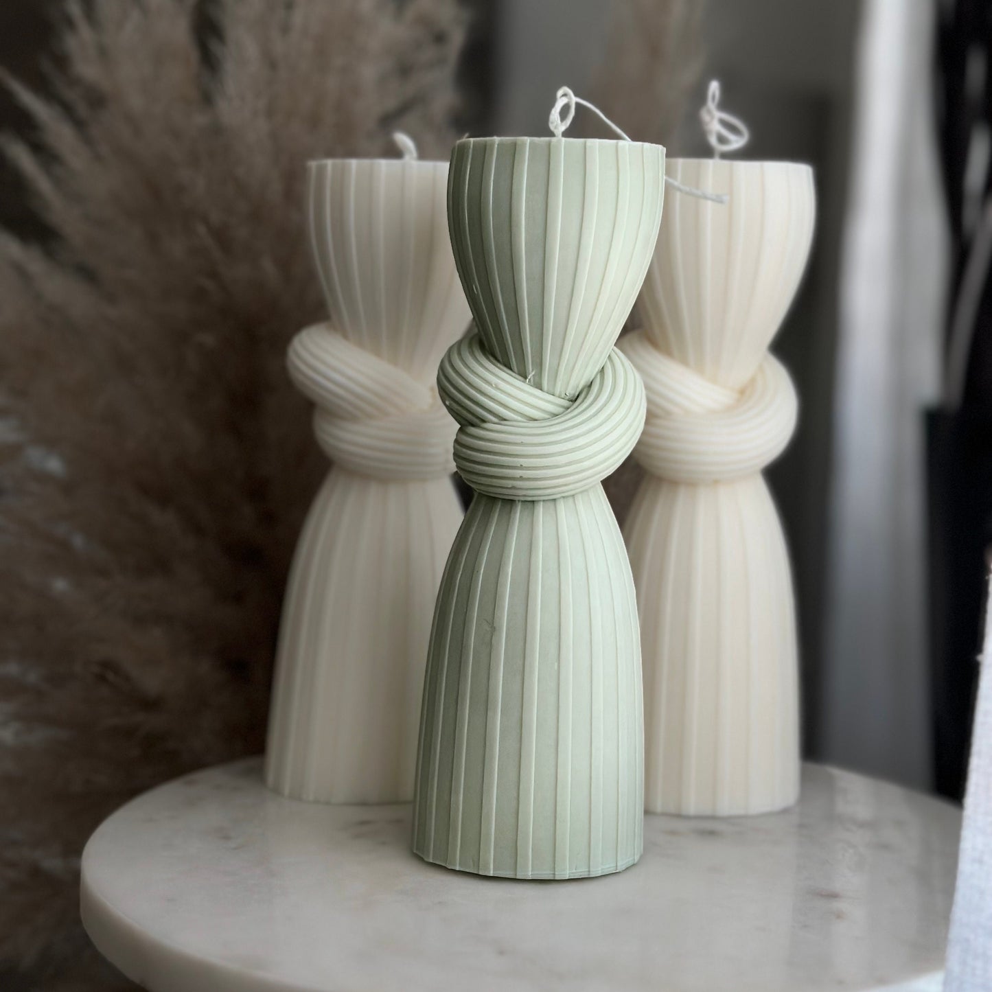 Pillar tall candle(1pc), Soy wax candle, Custom Colors, Handmade gift, Modern Candle, Knot table candle, Wedding Favors, Engagement favors