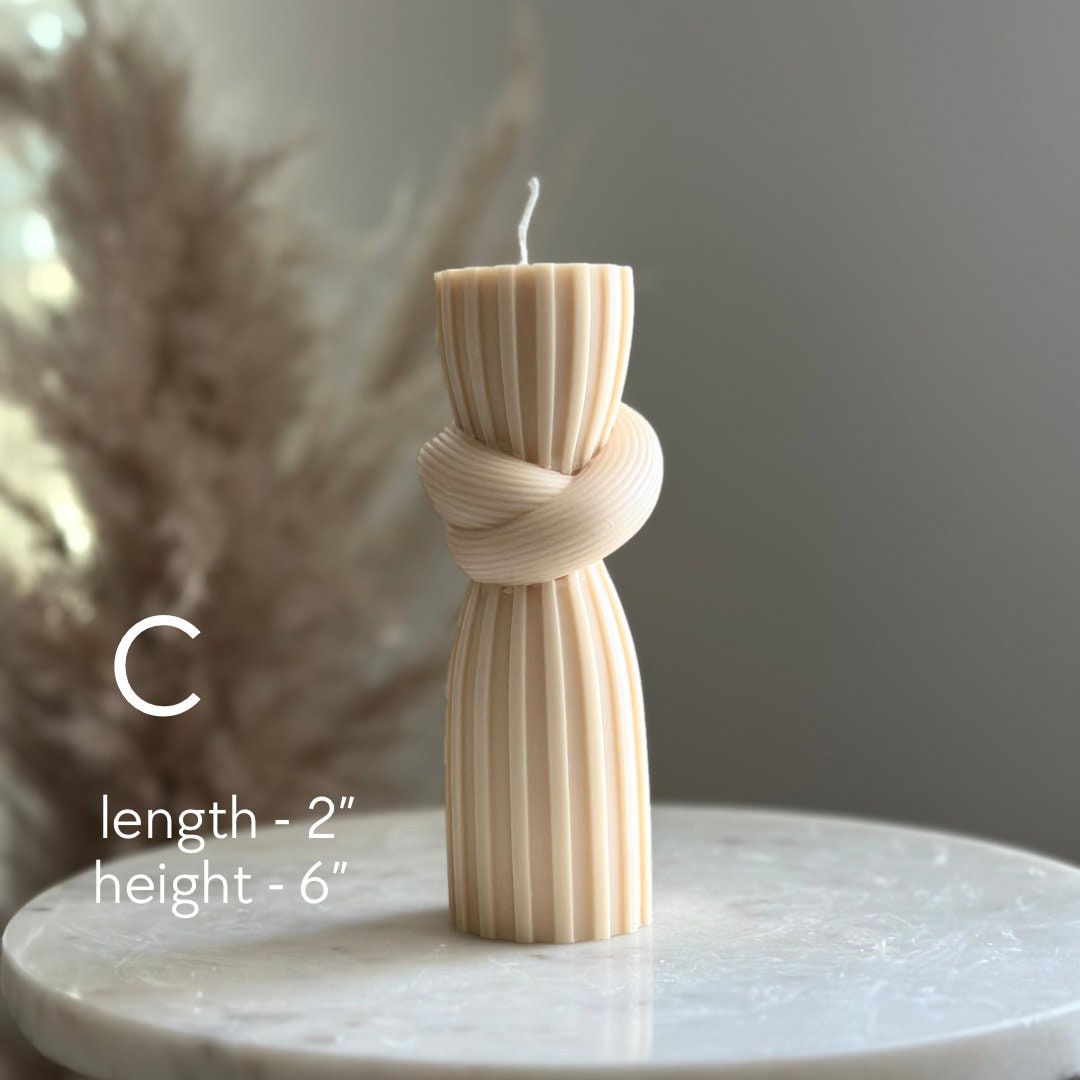 Pillar tall candle(1pc), Soy wax candle, Custom Colors, Handmade gift, Modern Candle, Knot table candle, Wedding Favors, Engagement favors