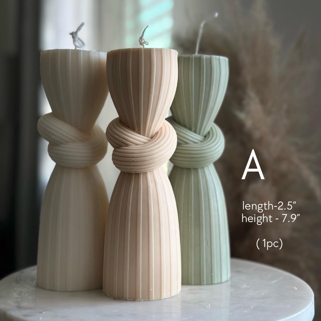 Pillar tall candle(1pc), Soy wax candle, Custom Colors, Handmade gift, Modern Candle, Knot table candle, Wedding Favors, Engagement favors