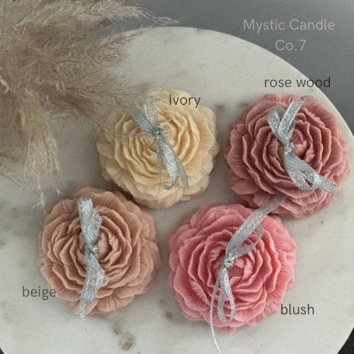 Flower shaped candle (1pc), Soy Wax Candle, Peony candle, Birthday Gift, Gift Favors, Wedding Favors, Handmade Candle, Custom Color & Scent