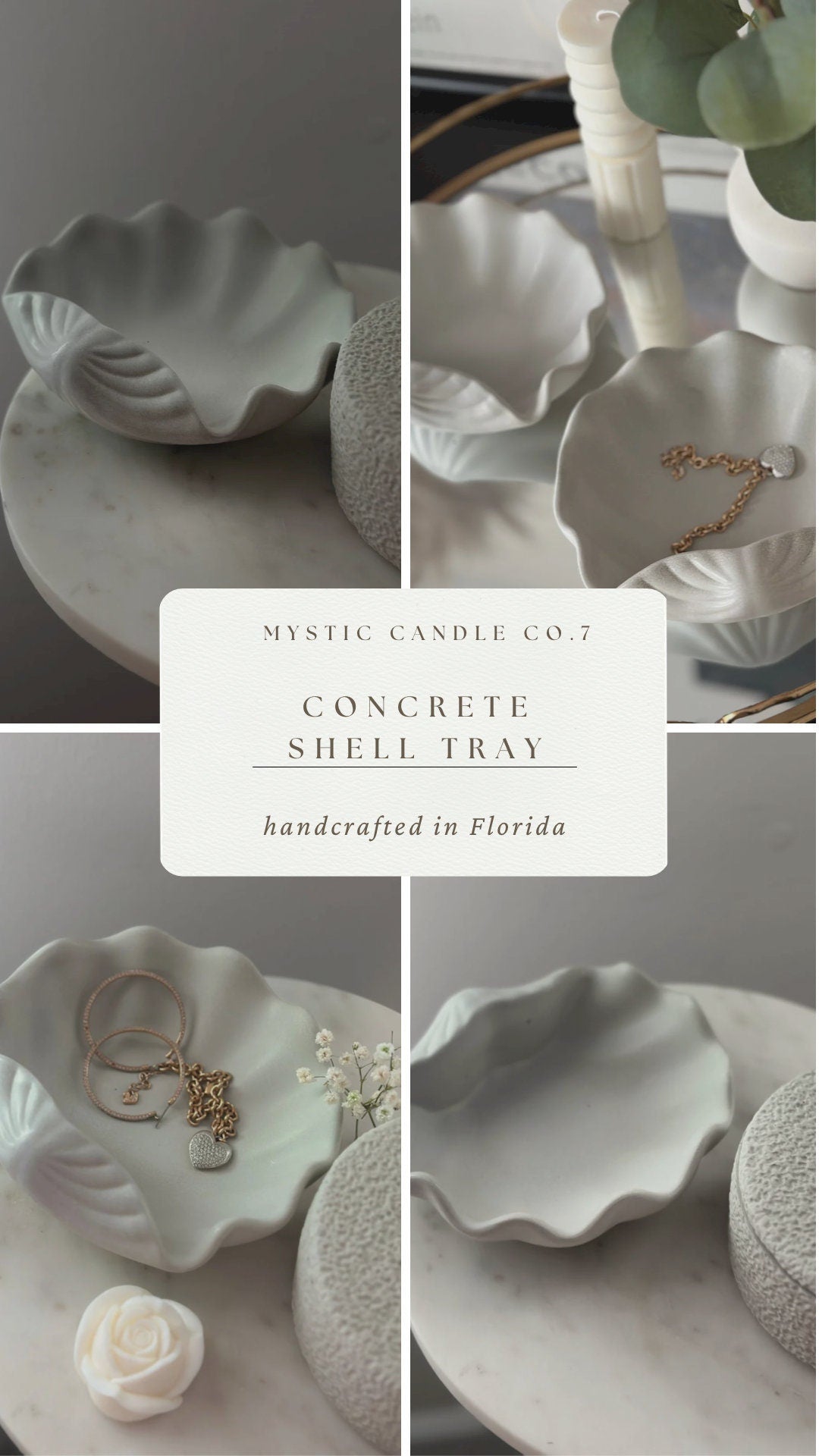 Jewelry tray (1pc), Handmade decor Concrete tray, Gift Favors, Seashell Tray, Ocean Theme Organizer, Trinket dish, Handmade gift, Key tray