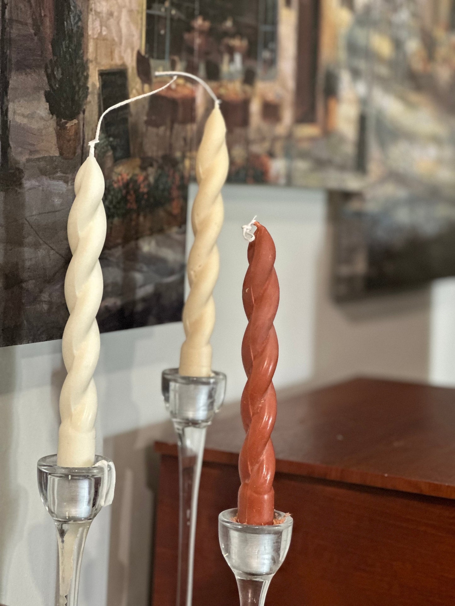 Taper spiral candle ( 7.8” ), Long Candle, Household Taper Candle, Tall Dinner candle, Wedding candle, Soy Wax candles, Handmade gift, eco