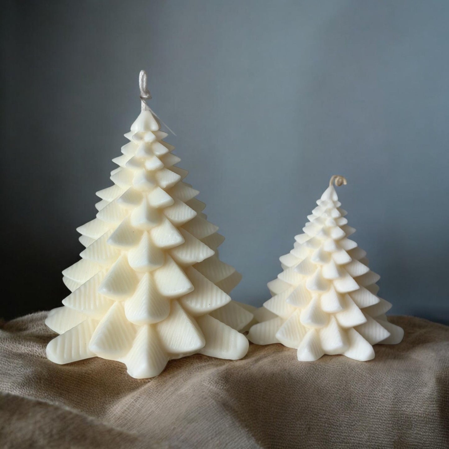 Large and small Christmas tree candles, set of 2, soy wax candles, Custom color, Christmas decor, Pine tree candle, fir tree, Gift favors