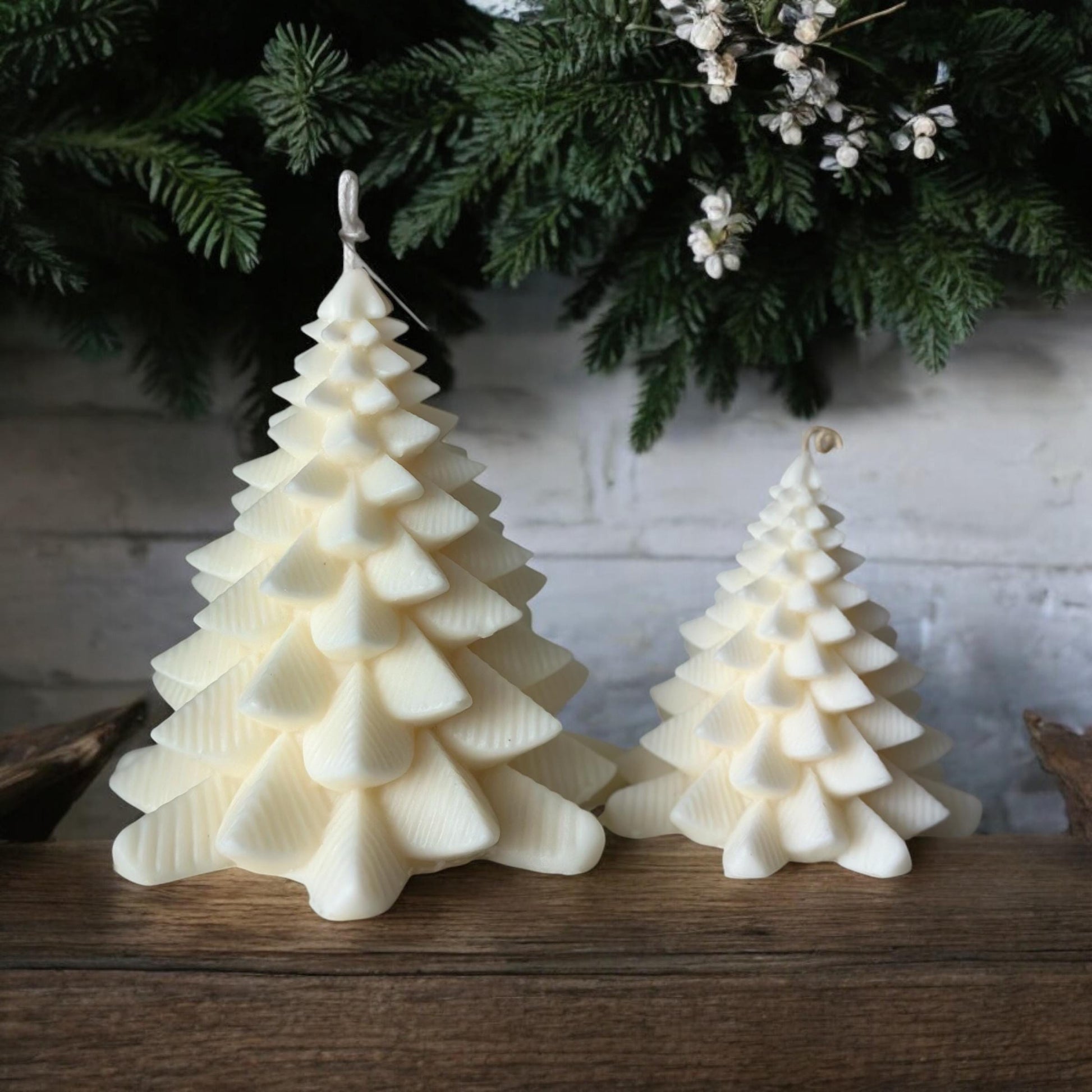 Large and small Christmas tree candles, set of 2, soy wax candles, Custom color, Christmas decor, Pine tree candle, fir tree, Gift favors