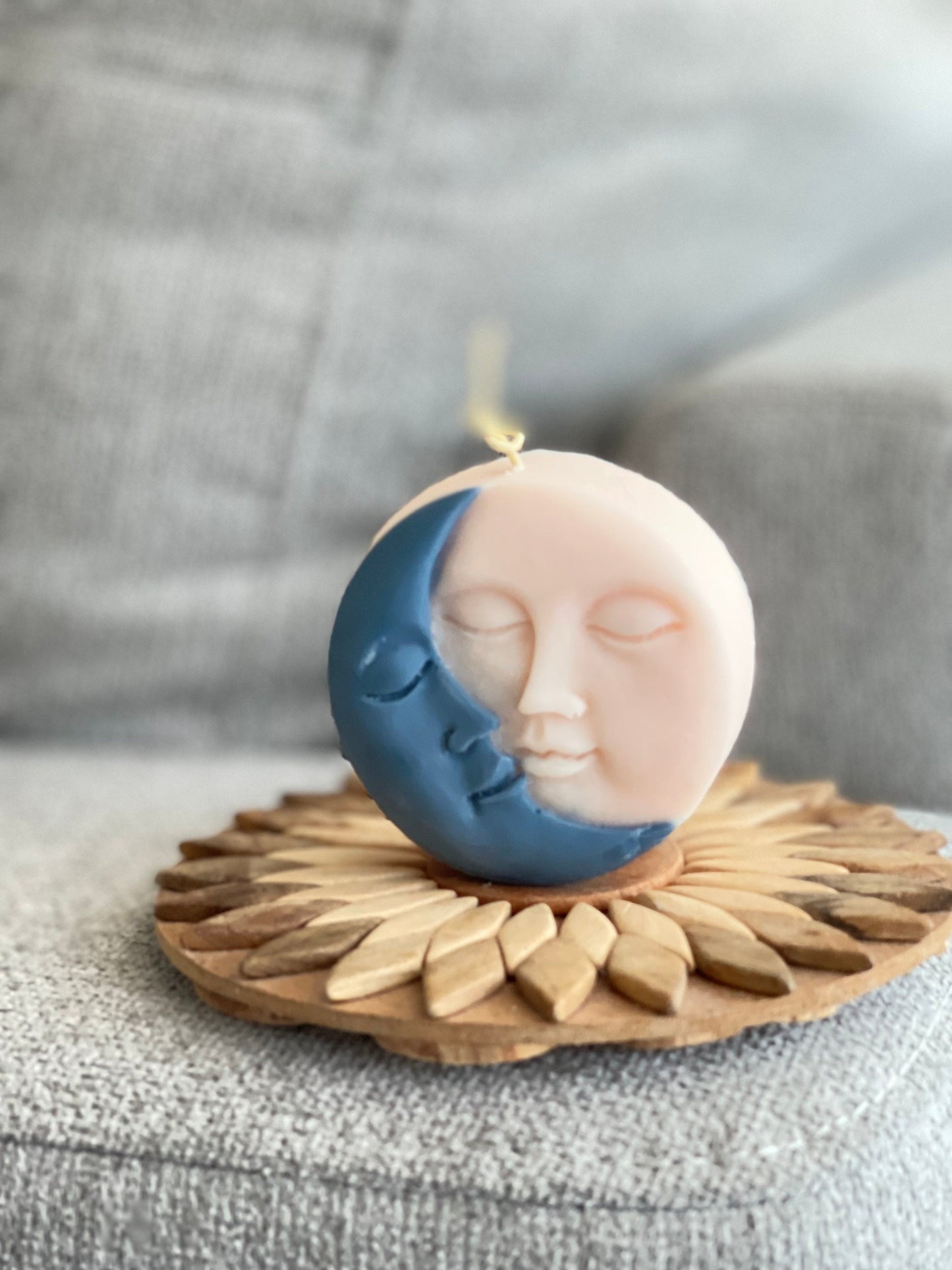 Sun Moon Face Candle, Soy Wax Candle, Two-tone, Birthday Gift, Aesthetic, Minimalistic, Luna Candle, Moon Love Sun