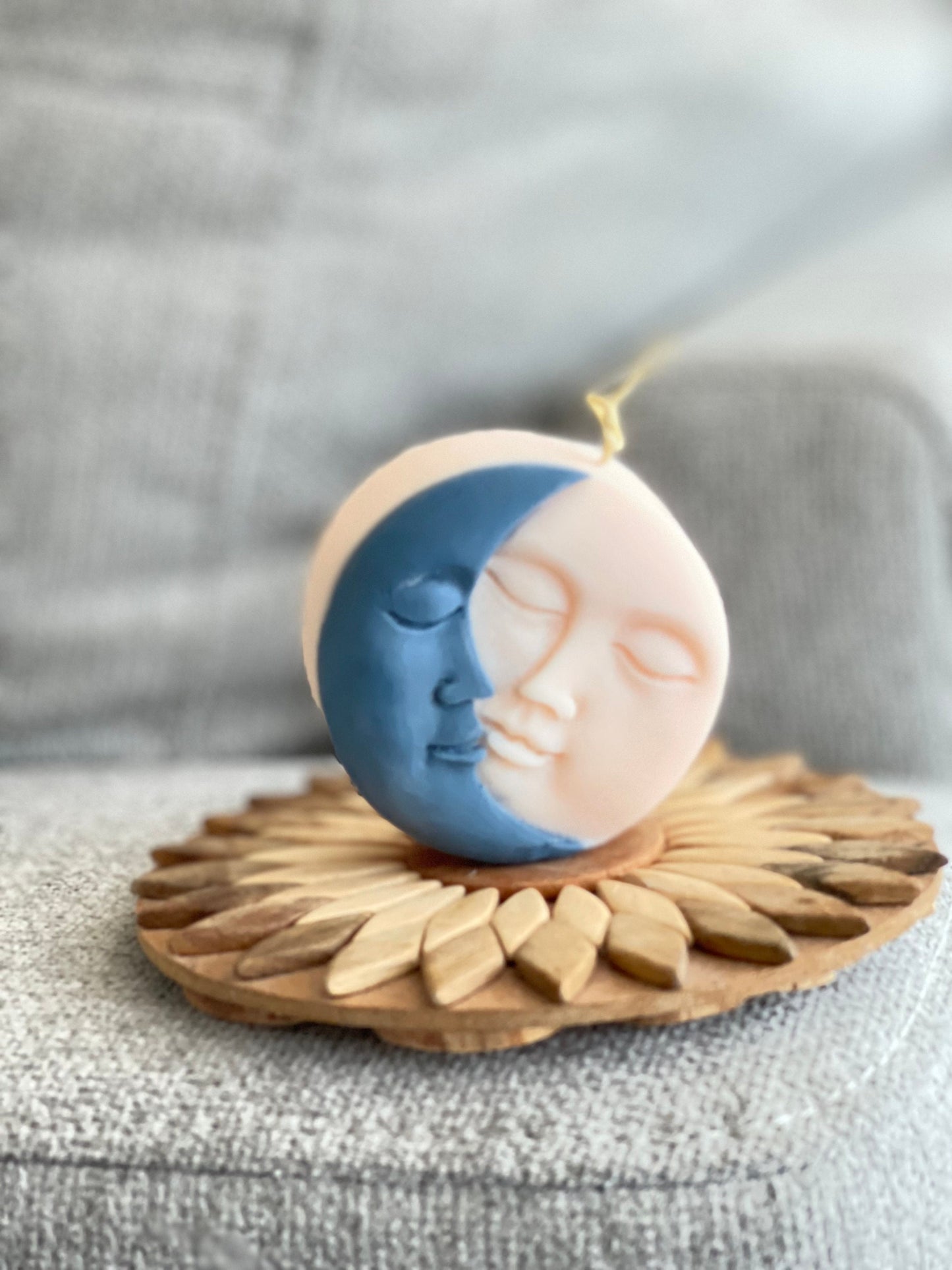 Sun Moon Face Candle, Soy Wax Candle, Two-tone, Birthday Gift, Aesthetic, Minimalistic, Luna Candle, Moon Love Sun