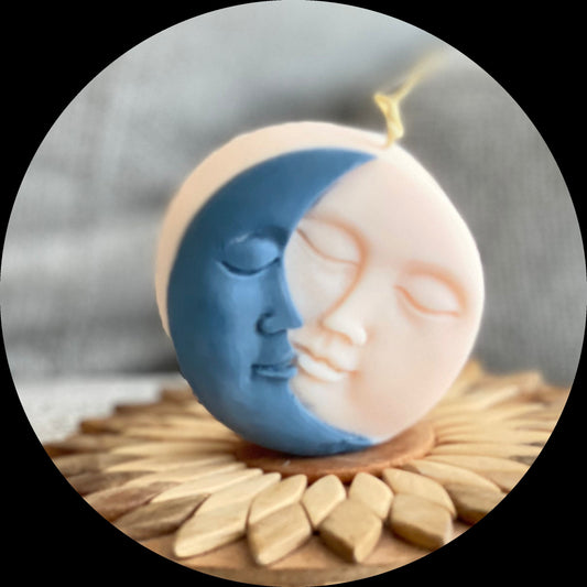 Sun Moon Face Candle, Soy Wax Candle, Two-tone, Birthday Gift, Aesthetic, Minimalistic, Luna Candle, Moon Love Sun