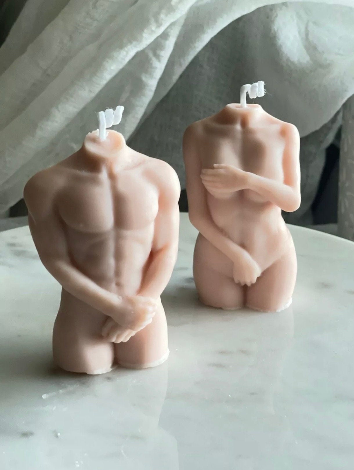 Man Torso, Women Torso Candle, Hand-Poured, Soy Wax, Goddess Candles, Set of 2, Birthday Gift, Aroma Candles, Home Decor