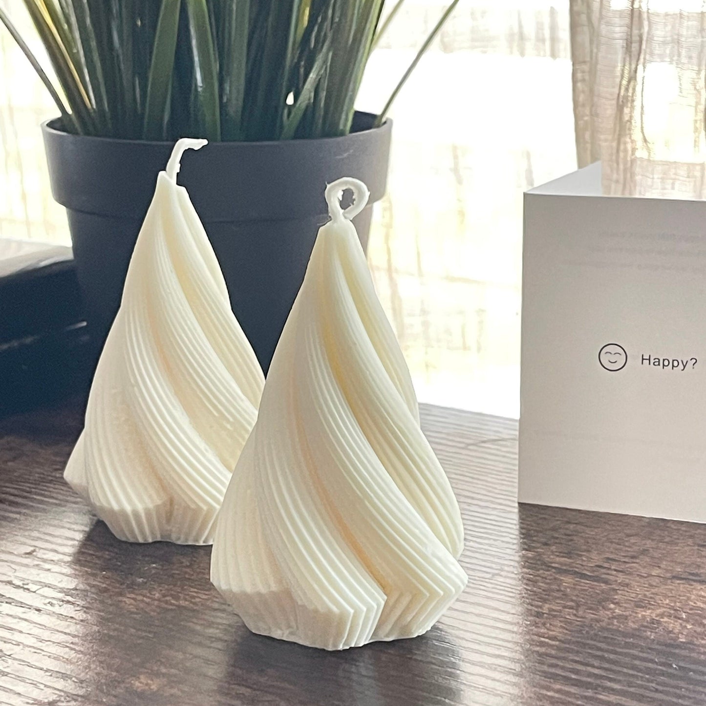 Spiral Cone Candles, Aroma Candles, Set of 2, Tree Shape, Soy Wax Candles, Easter gift, Home Decor, Birthday gift,