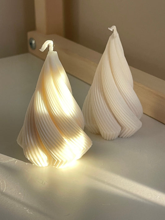Spiral Cone Candles, Aroma Candles, Set of 2, Tree Shape, Soy Wax Candles, Easter gift, Home Decor, Birthday gift,