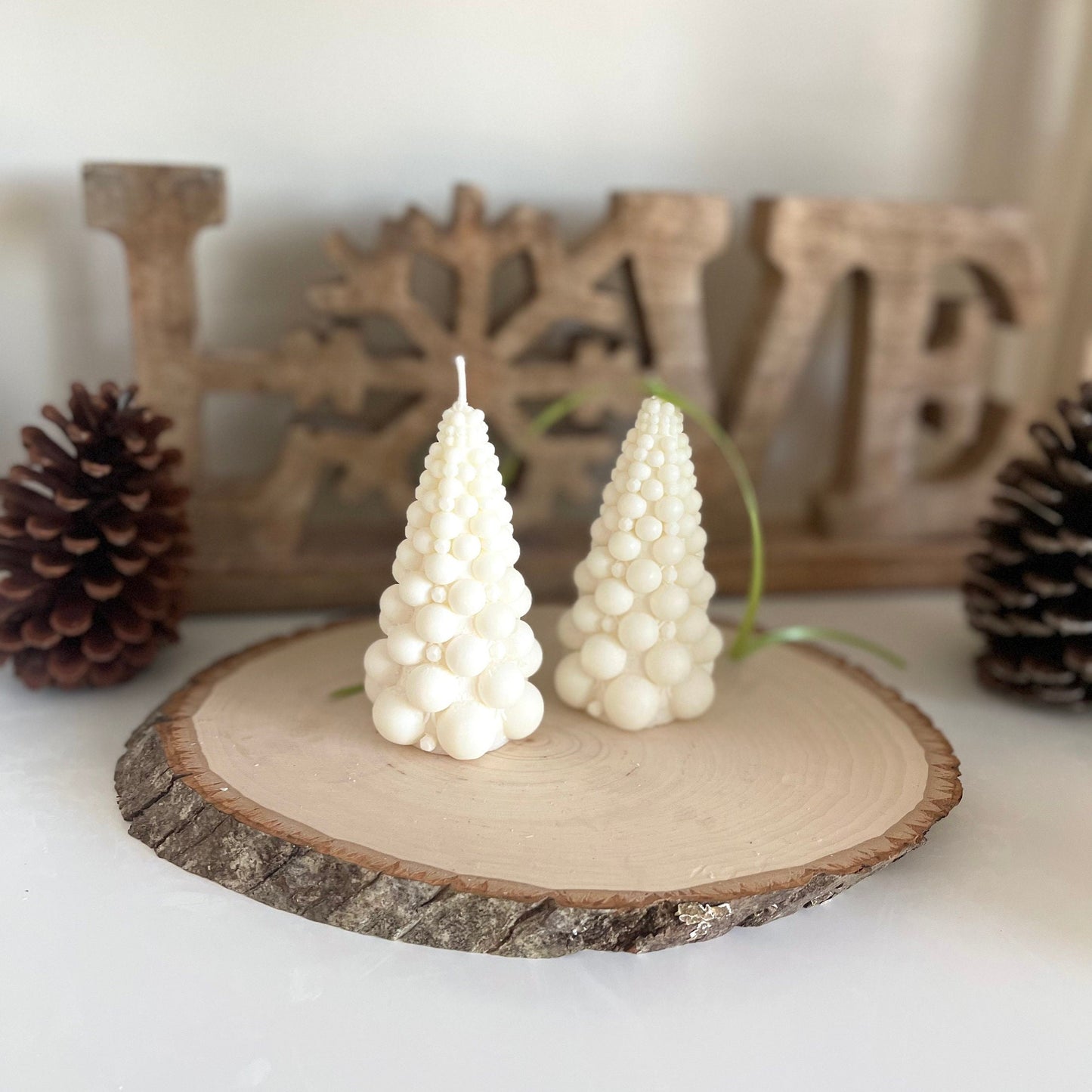 Christmas tree candles (set of 2), Small,  soy wax candles, christmas gift, hand-poured, home decor, bubble candles, Christmas Decor, Gift
