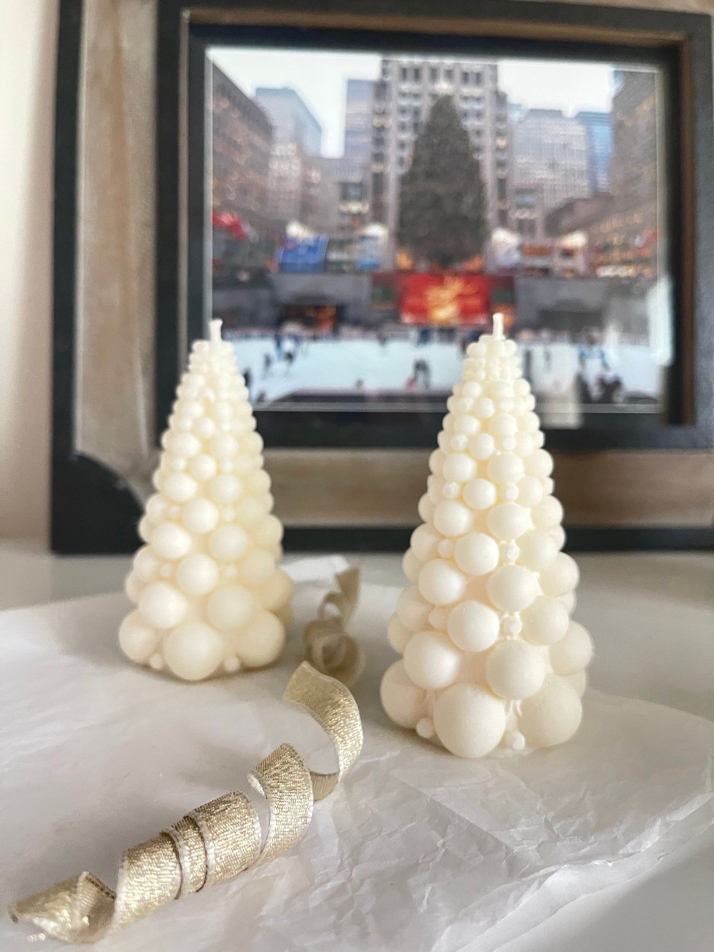 Christmas tree candles (set of 2), Small,  soy wax candles, christmas gift, hand-poured, home decor, bubble candles, Christmas Decor, Gift