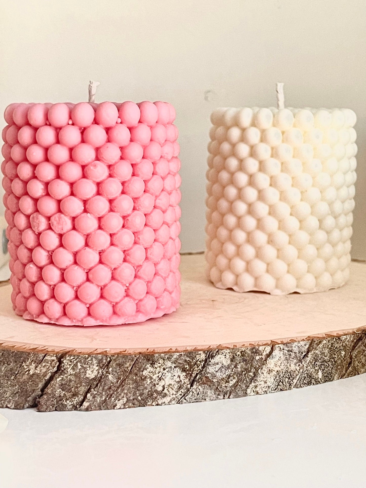 Bubble candles, Set of 2,  Pillar candle, Wedding Decor, Soy candles, Birthday gift, Aroma candles, spa candle, Hand-poured, handmade gift