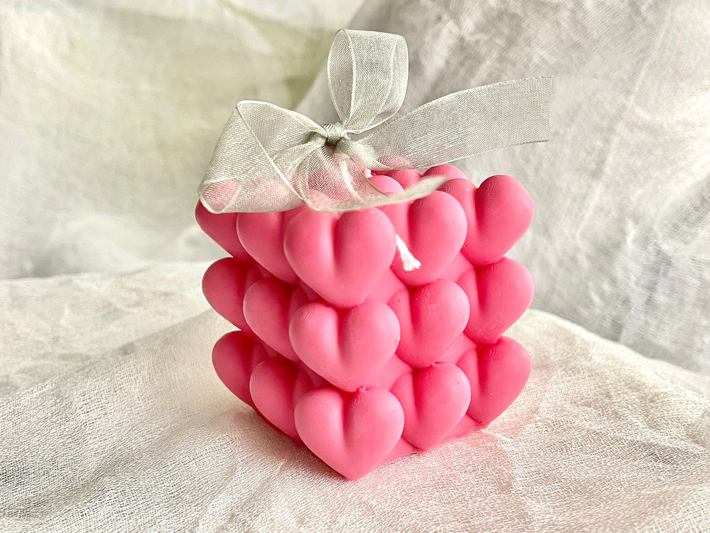 Heart cube candle, Soy wax candle, Hand-poured, St. Valentines Day Gift, Birthday Gift, 3D Heart candle, Aesthetic decor, Aroma candles