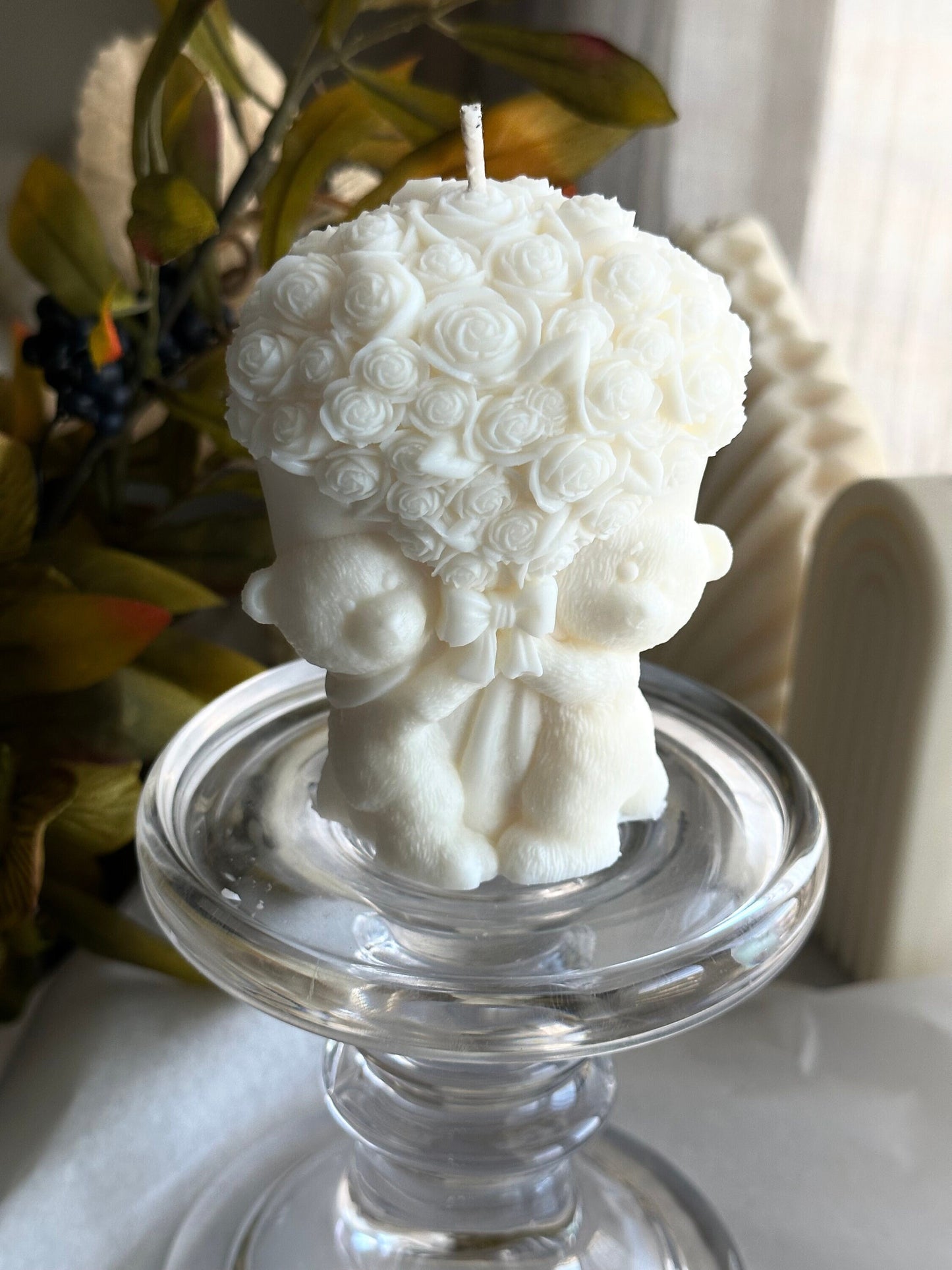 Teddy Bear candle,Hug, Roses, Birthday gift, Valentine's Gift, Wedding, Engagement, Soy Wax Candle, Aroma candle, Aesthetic, Gift for her