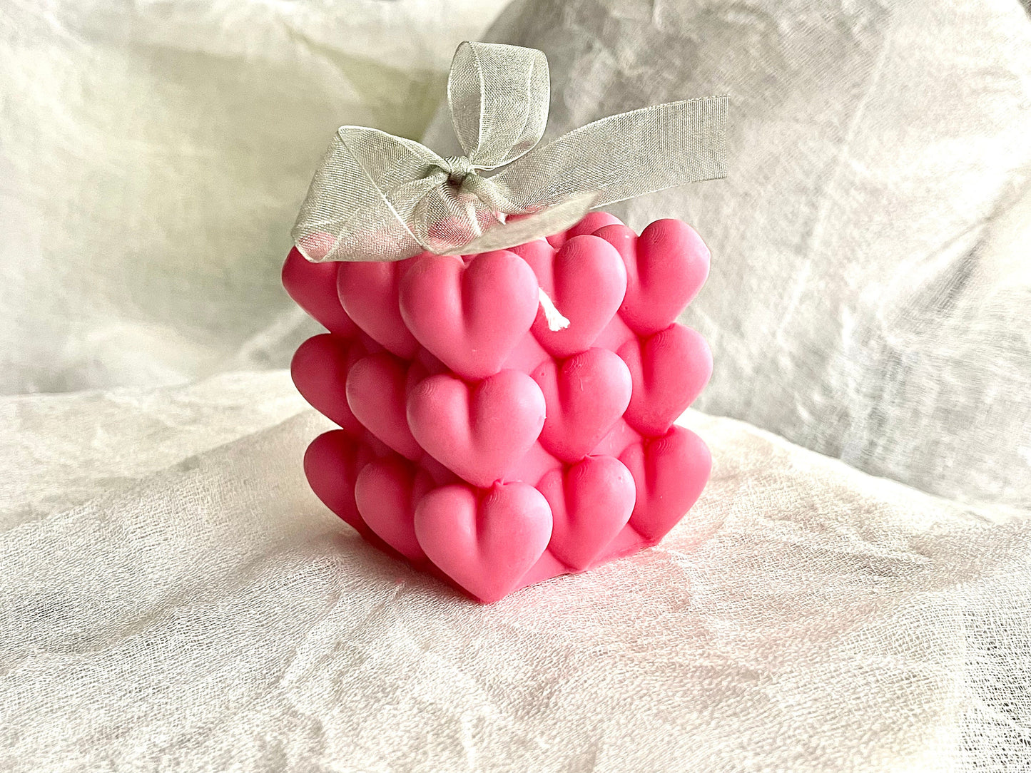 Heart cube candle, Soy wax candle, Hand-poured, St. Valentines Day Gift, Birthday Gift, 3D Heart candle, Aesthetic decor, Aroma candles