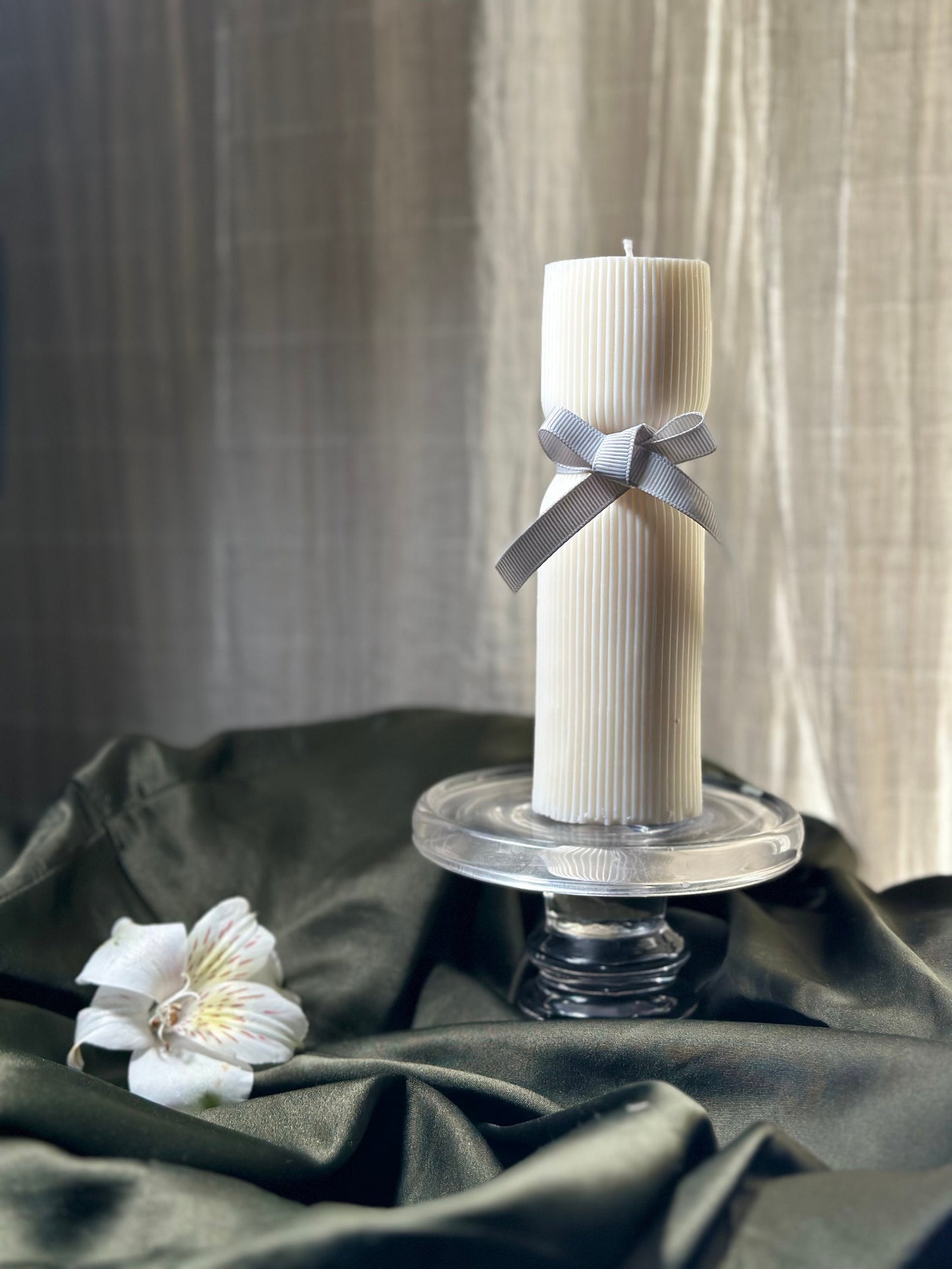 Ribbed Pillar Candle, Cylinder Soy Wax Candle, Birthday Gift, Decorative Candle, Aroma candle, St. Valentine’s Day gift, Handpoured