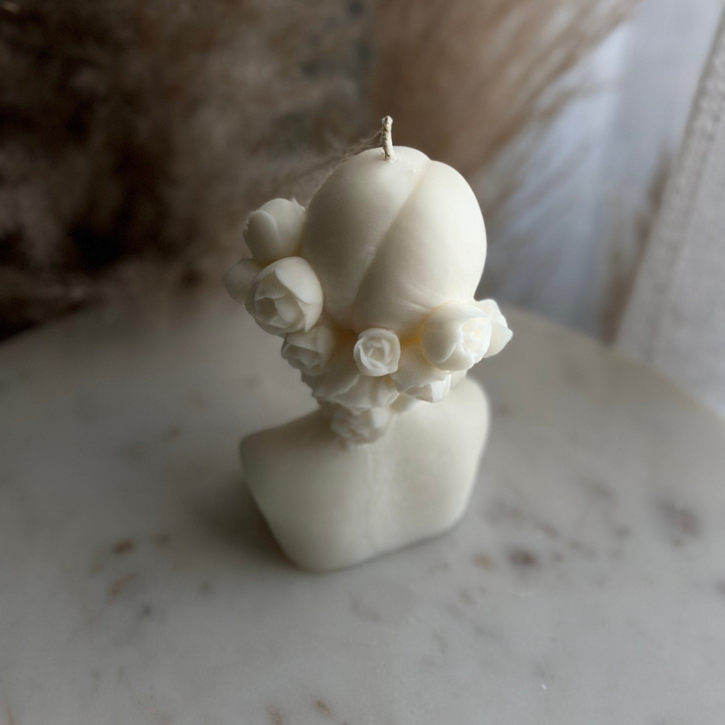 Girl with flowers candle, Soy wax candle, Birthday Gift, Women bust candle, Sculpture candle, Unique candle, Hand-poured, Anniversary gift