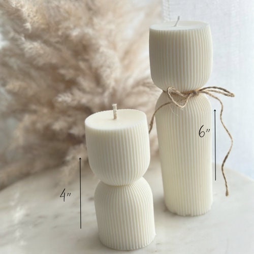 Ribbed Pillar Candle, Tall candles, Birthday Gift, Wedding decor, Soy Wax candles, Christmas gift, Hand-poured Candles, custom colors