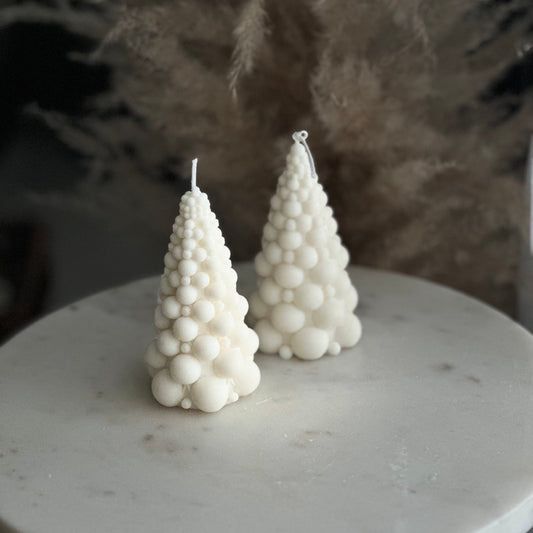 Christmas tree candles (set of 2), Small,  soy wax candles, christmas gift, hand-poured, home decor, bubble candles, Christmas Decor, Gift