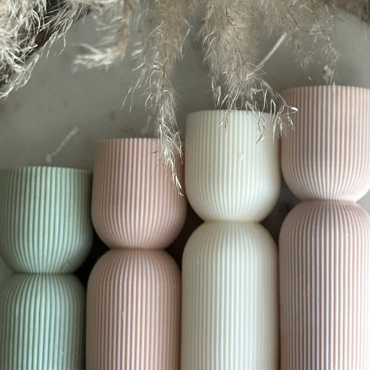 Ribbed Pillar Candle, Tall candles, Birthday Gift, Wedding decor, Soy Wax candles, Christmas gift, Hand-poured Candles, custom colors