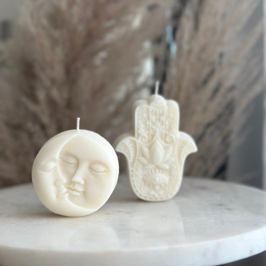 Sun and moon candle (set of 2), Soy Wax candles, Hamsa hand candle, Christmas Gift, Christmas decor, Gift store, custom color, Home decor